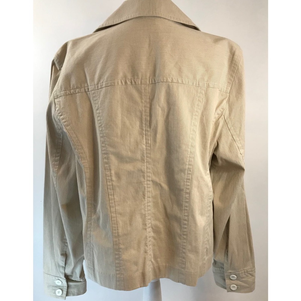 Rafaella Women Jacket Blazer Dobby Stripe Cream Cotton Two Buttons Size 20W - Picture 4 of 12
